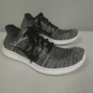 Nike Free RN Flyknit Shoes Women Size 10 Black White Oreo Knit Running Sneaker